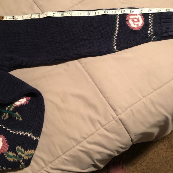 Mock Turtleneck Blue Long Sweater Floral on Blue - Picture 4 of 8